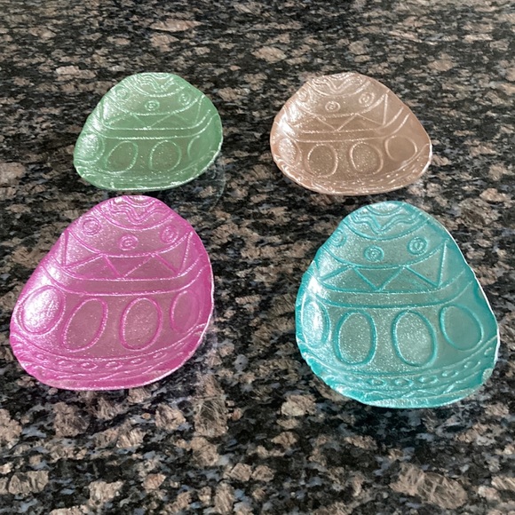 AKCAM TURKISH EASTER EGG GLITTER GLASS PLATE SET OF 4 - Picture 1 of 6